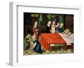 Birth of the Virgin Mary, from Scenes from the Life of the Virgin Mary (Detail)-Master of Aquisgrana-Framed Giclee Print