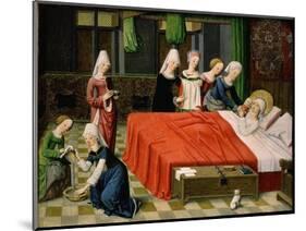 Birth of the Virgin Mary, from Scenes from the Life of the Virgin Mary (Detail)-Master of Aquisgrana-Mounted Giclee Print