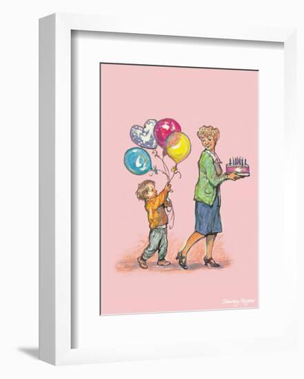 Birthday Balloons - Alfie Illustrated Print-Shirley Hughes-Framed Art Print