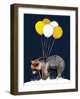 Birthday Bear on Midnight Blue, 2020, (Pen and Ink)-Mike Davis-Framed Giclee Print