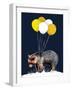 Birthday Bear on Midnight Blue, 2020, (Pen and Ink)-Mike Davis-Framed Giclee Print