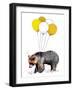 Birthday Bear on White, 2020, (Pen and Ink)-Mike Davis-Framed Giclee Print