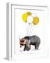 Birthday Bear on White, 2020, (Pen and Ink)-Mike Davis-Framed Giclee Print