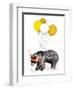 Birthday Bear on White, 2020, (Pen and Ink)-Mike Davis-Framed Giclee Print