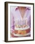 Birthday Cake with Burning Candles-Linda Burgess-Framed Photographic Print