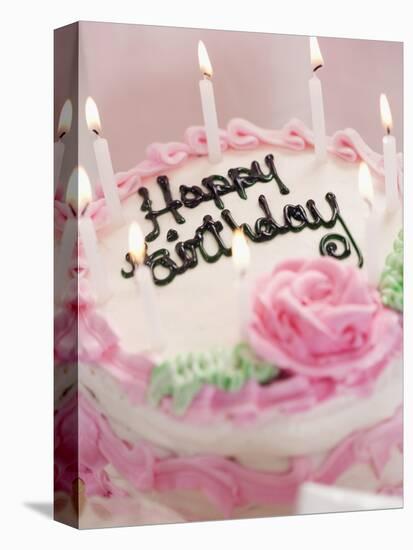 Birthday Cake With Lit Candles-Tom Grill-Stretched Canvas