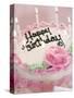 Birthday Cake With Lit Candles-Tom Grill-Stretched Canvas