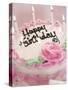 Birthday Cake With Lit Candles-Tom Grill-Stretched Canvas