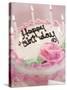 Birthday Cake With Lit Candles-Tom Grill-Stretched Canvas