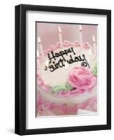 Birthday Cake With Lit Candles-Tom Grill-Framed Photographic Print