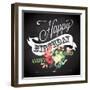 Birthday Card in Chalkboard Calligraphy Style with Cute Flowers-Alisa Foytik-Framed Art Print