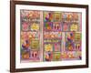 Birthday Design with Stars, Cake, Balloons-Maria Trad-Framed Giclee Print