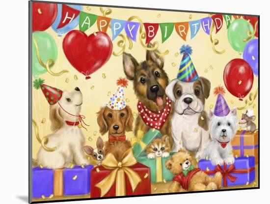 Birthday dogs-MAKIKO-Mounted Giclee Print