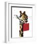 Birthday Giraffe on White, 2020, (Pen and Ink)-Mike Davis-Framed Giclee Print