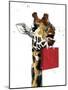 Birthday Giraffe on White, 2020, (Pen and Ink)-Mike Davis-Mounted Giclee Print