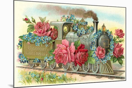 Birthday Greetings, Rose Train-null-Mounted Art Print