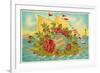 Birthday Greetings, Ship with Roses-null-Framed Art Print