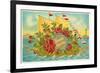 Birthday Greetings, Ship with Roses-null-Framed Art Print