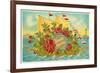 Birthday Greetings, Ship with Roses-null-Framed Premium Giclee Print