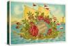 Birthday Greetings, Ship with Roses-null-Stretched Canvas