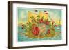 Birthday Greetings, Ship with Roses-null-Framed Art Print