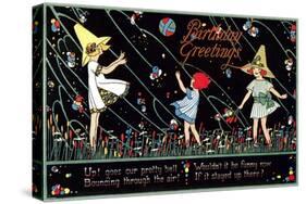 Birthday Greetings, Three Little Girls-null-Stretched Canvas
