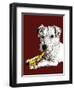 Birthday Parson Dog on Red Oxide, 2020, (Pen and Ink)-Mike Davis-Framed Giclee Print