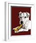 Birthday Parson Dog on Red Oxide, 2020, (Pen and Ink)-Mike Davis-Framed Giclee Print