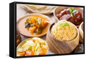 Biryani Rice or Briyani Rice, Fresh Cooked Basmati Rice, Delicious Indian Cuisine.-szefei-Framed Stretched Canvas