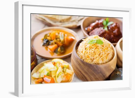 Biryani Rice or Briyani Rice, Fresh Cooked Basmati Rice, Delicious Indian Cuisine.-szefei-Framed Photographic Print