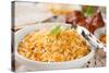 Biryani Rice or Briyani Rice, Fresh Cooked, Traditional Indian Food on Dining Table.-szefei-Stretched Canvas