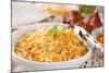 Biryani Rice or Briyani Rice, Fresh Cooked, Traditional Indian Food on Dining Table.-szefei-Mounted Photographic Print