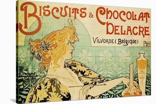 Biscuits and Chocolate Delcare-Alphonse Mucha-Stretched Canvas