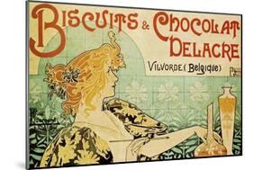 Biscuits and Chocolate Delcare-Alphonse Mucha-Mounted Premium Giclee Print