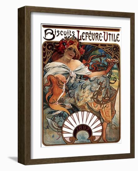 Biscuits Lefevre-Utile, 1896-Alphonse Mucha-Framed Giclee Print