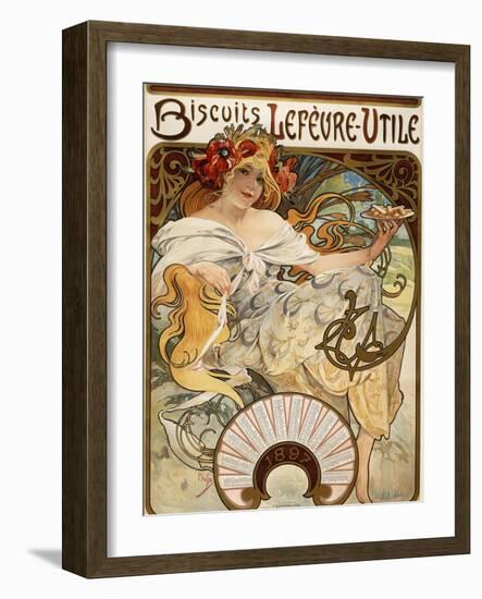 Biscuits Lefevre-Utile', Designed as a Calendar for 1897, 1896 (Lithograph in Colours)-Alphonse Mucha-Framed Giclee Print