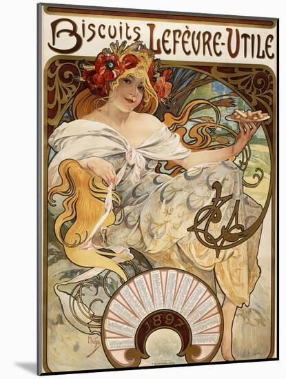 Biscuits Lefevre-Utile', Designed as a Calendar for 1897, 1896 (Lithograph in Colours)-Alphonse Mucha-Mounted Giclee Print