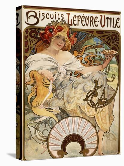 Biscuits Lefevre-Utile', Designed as a Calendar for 1897, 1896 (Lithograph in Colours)-Alphonse Mucha-Stretched Canvas