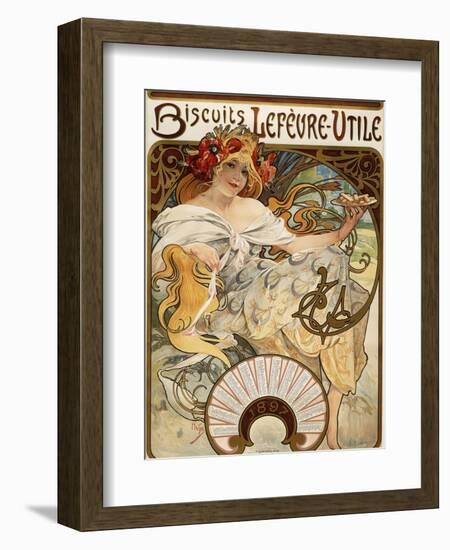 Biscuits Lefevre-Utile', Designed as a Calendar for 1897, 1896 (Lithograph in Colours)-Alphonse Mucha-Framed Giclee Print