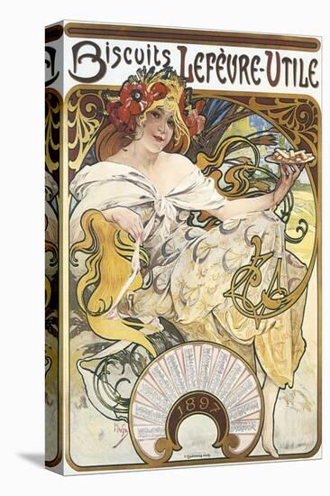 Biscuits Lefevre-Utile-Alphonse Mucha-Stretched Canvas