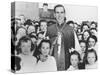 Bishop Fulton Sheen with Irish Children in Choghan County, Roscommon, Ireland-null-Stretched Canvas