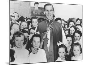 Bishop Fulton Sheen with Irish Children in Choghan County, Roscommon, Ireland-null-Mounted Photo