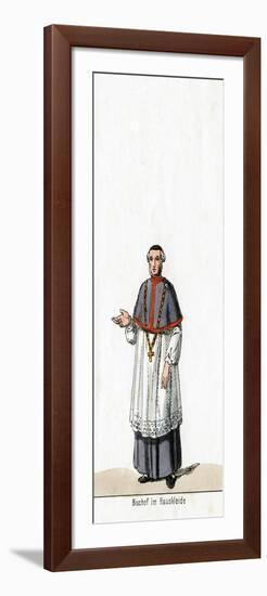 Bishop in House Dress, Costume Design for Shakespeare's Play, Henry VIII, 19th Century-null-Framed Giclee Print