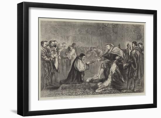 Bishop Latimer Presenting a Copy of the New Testament to Henry VIII as a New Year's Gift-Sir John Gilbert-Framed Giclee Print