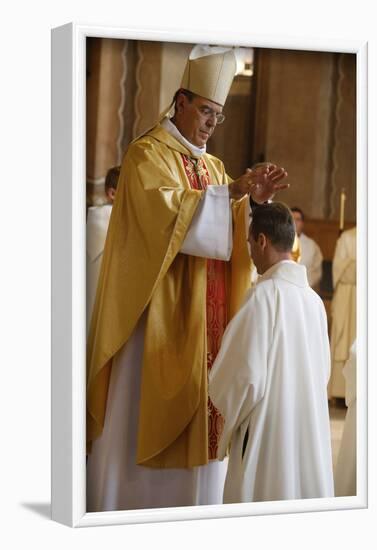 Bishop Michel Aupetit conducting deacon ordination in Sainte Genevieve's cathedral, Nanterre-Godong-Framed Photographic Print