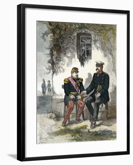 Bismarck Conversing with Napoleon III after His Capture in the Battle of Sedan, September 2, 1870-null-Framed Giclee Print