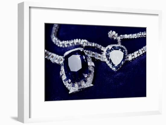 Bismarck Necklace and Empress Eugenie's (1826-1920) Ring (Diamond, Sapphire and Platinum)-American-Framed Giclee Print