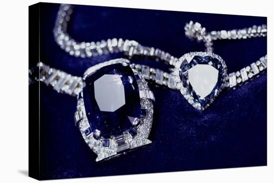 Bismarck Necklace and Empress Eugenie's (1826-1920) Ring (Diamond, Sapphire and Platinum)-American-Stretched Canvas