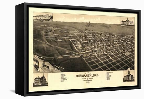 Bismarck, North Dakota - Panoramic Map-Lantern Press-Framed Stretched Canvas