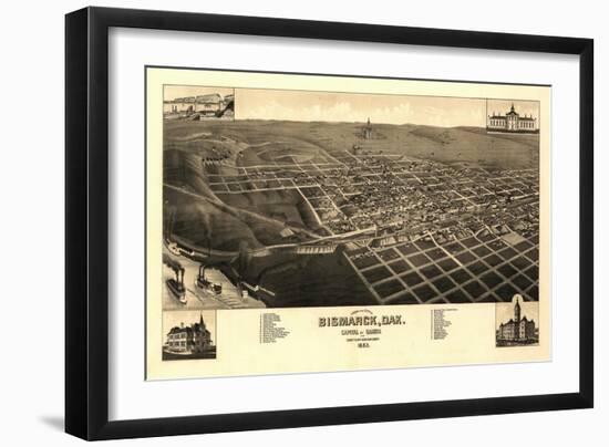 Bismarck, North Dakota - Panoramic Map-Lantern Press-Framed Art Print